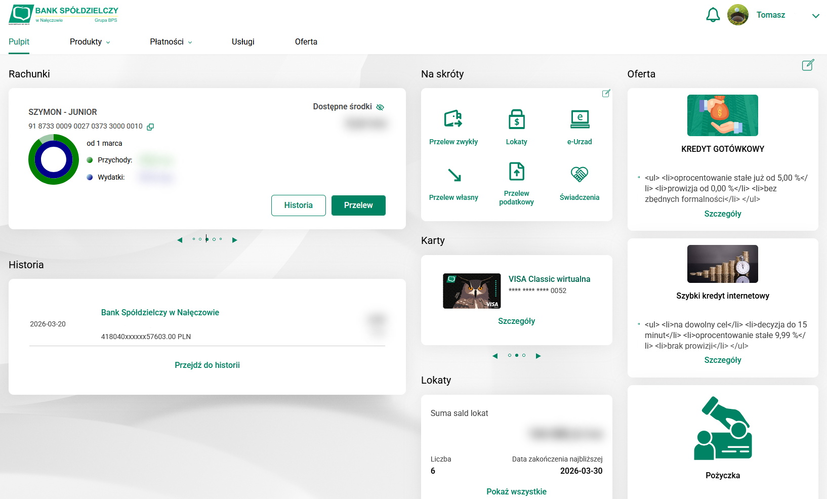 nowa bankowość internetowa zrzut ekranu